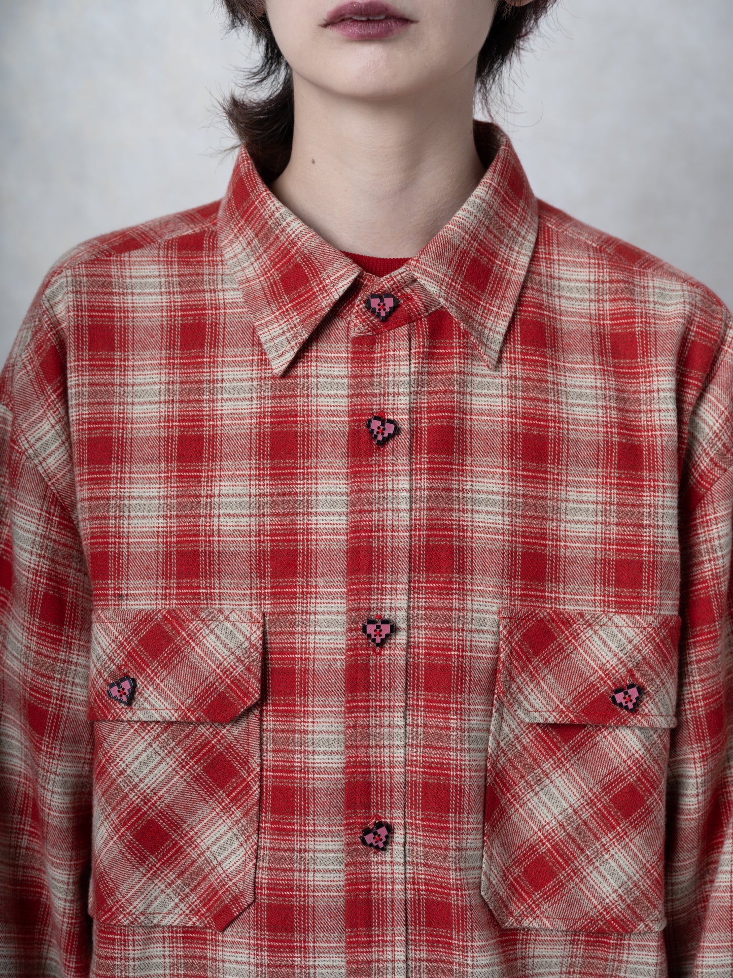 8bit Heart flannel shirt